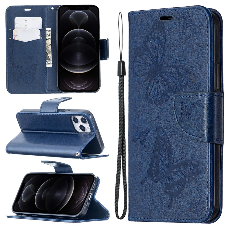Embossing Two Butterflies Pattern Horizontal Flip PU Leather Case with Holder & Card Slot & Wallet & Lanyard, For iPhone 12 mini, For iPhone 12 / 12 Pro, For iPhone 12 Pro Max, For Samsung Galaxy Note20, For Samsung Galaxy Note20 Ultra