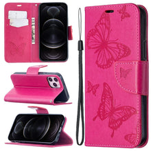 Load image into Gallery viewer, Embossing Two Butterflies Pattern Horizontal Flip PU Leather Case with Holder &amp; Card Slot &amp; Wallet &amp; Lanyard, For iPhone 12 mini, For iPhone 12 / 12 Pro, For iPhone 12 Pro Max, For Samsung Galaxy Note20, For Samsung Galaxy Note20 Ultra