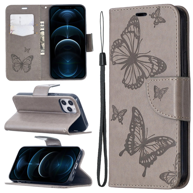 Embossing Two Butterflies Pattern Horizontal Flip PU Leather Case with Holder & Card Slot & Wallet & Lanyard, For iPhone 12 mini, For iPhone 12 / 12 Pro, For iPhone 12 Pro Max, For Samsung Galaxy Note20, For Samsung Galaxy Note20 Ultra