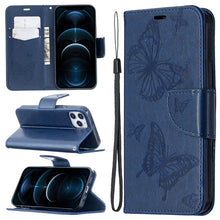 Load image into Gallery viewer, Embossing Two Butterflies Pattern Horizontal Flip PU Leather Case with Holder &amp; Card Slot &amp; Wallet &amp; Lanyard, For iPhone 12 mini, For iPhone 12 / 12 Pro, For iPhone 12 Pro Max, For Samsung Galaxy Note20, For Samsung Galaxy Note20 Ultra