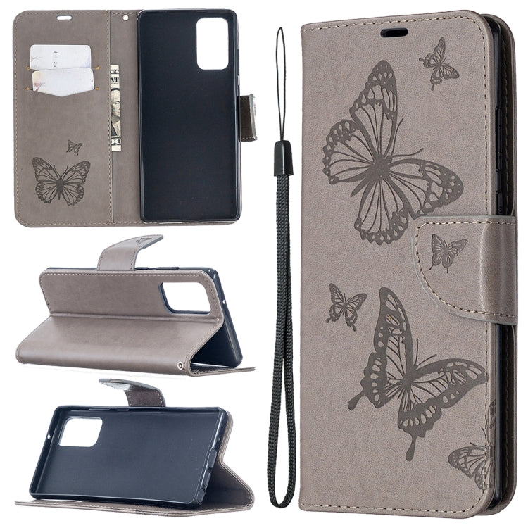 Embossing Two Butterflies Pattern Horizontal Flip PU Leather Case with Holder & Card Slot & Wallet & Lanyard, For iPhone 12 mini, For iPhone 12 / 12 Pro, For iPhone 12 Pro Max, For Samsung Galaxy Note20, For Samsung Galaxy Note20 Ultra
