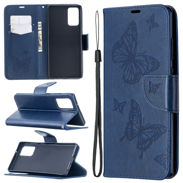 Embossing Two Butterflies Pattern Horizontal Flip PU Leather Case with Holder & Card Slot & Wallet & Lanyard, For iPhone 12 mini, For iPhone 12 / 12 Pro, For iPhone 12 Pro Max, For Samsung Galaxy Note20, For Samsung Galaxy Note20 Ultra