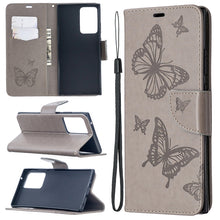 Load image into Gallery viewer, Embossing Two Butterflies Pattern Horizontal Flip PU Leather Case with Holder &amp; Card Slot &amp; Wallet &amp; Lanyard, For iPhone 12 mini, For iPhone 12 / 12 Pro, For iPhone 12 Pro Max, For Samsung Galaxy Note20, For Samsung Galaxy Note20 Ultra