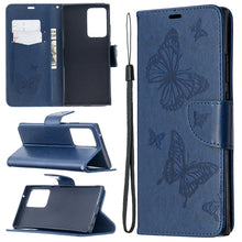 Load image into Gallery viewer, Embossing Two Butterflies Pattern Horizontal Flip PU Leather Case with Holder &amp; Card Slot &amp; Wallet &amp; Lanyard, For iPhone 12 mini, For iPhone 12 / 12 Pro, For iPhone 12 Pro Max, For Samsung Galaxy Note20, For Samsung Galaxy Note20 Ultra