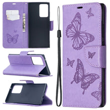 Load image into Gallery viewer, Embossing Two Butterflies Pattern Horizontal Flip PU Leather Case with Holder &amp; Card Slot &amp; Wallet &amp; Lanyard, For iPhone 12 mini, For iPhone 12 / 12 Pro, For iPhone 12 Pro Max, For Samsung Galaxy Note20, For Samsung Galaxy Note20 Ultra