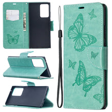 Load image into Gallery viewer, Embossing Two Butterflies Pattern Horizontal Flip PU Leather Case with Holder &amp; Card Slot &amp; Wallet &amp; Lanyard, For iPhone 12 mini, For iPhone 12 / 12 Pro, For iPhone 12 Pro Max, For Samsung Galaxy Note20, For Samsung Galaxy Note20 Ultra