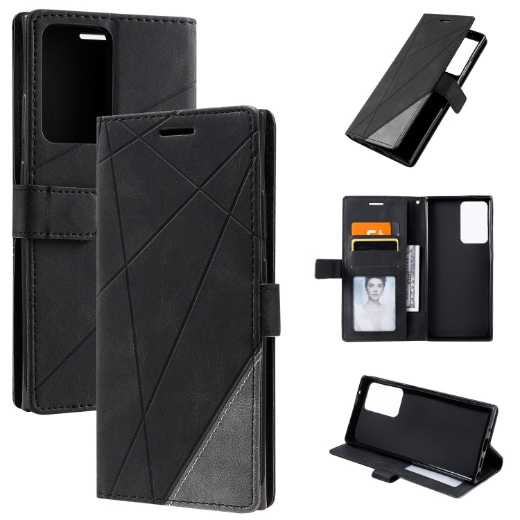 Skin Feel Splicing Horizontal Flip Leather Case with Holder & Card Slots & Wallet & Photo Frame