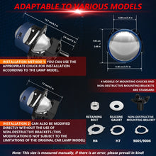 Load image into Gallery viewer, T03 Pair 3 inch Car Bifocal LED Lens Headlight, Left-hand Drive, T03
