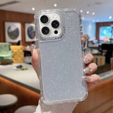 TPU + PC + Glitter Paper Full Coverage Phone Case, For iPhone 16 Pro Max, For iPhone 16 Pro, For iPhone 16 Plus, For iPhone 16, For iPhone 15 Pro Max, For iPhone 15 Pro, For iPhone 15, For iPhone 14, For iPhone 14 Pro