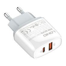Load image into Gallery viewer, LDNIO Q229 QC3.0 / PD20W USB + Type-C Fast Charger with 1m USB to 8 Pin Cable, EU Plug, UK Plug, US Plug
