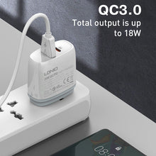 Load image into Gallery viewer, LDNIO Q229 QC3.0 / PD20W USB + Type-C Fast Charger with 1m USB to 8 Pin Cable, EU Plug, UK Plug, US Plug