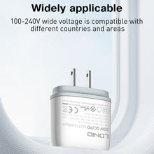 Load image into Gallery viewer, LDNIO Q229 QC3.0 / PD20W USB + Type-C Fast Charger with 1m USB to 8 Pin Cable, EU Plug, UK Plug, US Plug