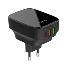 Load image into Gallery viewer, LDNIO Q334 32W Type-C + Dual USB Port Charger with 1m Micro USB Data Cable, EU Plug
