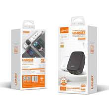 Load image into Gallery viewer, LDNIO Q334 32W Type-C + Dual USB Port Charger with 1m Micro USB Data Cable, EU Plug