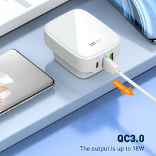 Load image into Gallery viewer, LDNIO Q334 32W Type-C + Dual USB Port Charger with 1m USB-C / Type-C to USB-C / Type-C Data Cable, EU Plug, UK Plug, US Plug