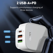 Load image into Gallery viewer, LDNIO Q334 32W Type-C + Dual USB Port Charger with 1m USB-C / Type-C to USB-C / Type-C Data Cable, EU Plug, UK Plug, US Plug