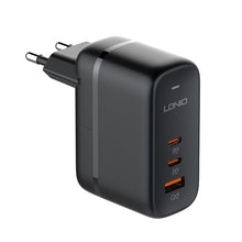 Load image into Gallery viewer, LDNIO Q366 65W USB + Dual Type-C Port Charger with 1m USB-C / Type-C to USB-C / Type-C Data Cable, EU Plug, UK Plug, US Plug