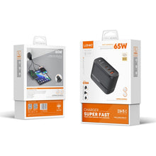 Load image into Gallery viewer, LDNIO Q366 65W USB + Dual Type-C Port Charger with 1m USB-C / Type-C to USB-C / Type-C Data Cable, EU Plug, UK Plug, US Plug