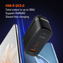 Load image into Gallery viewer, LDNIO Q366 65W USB + Dual Type-C Port Charger with 1m USB-C / Type-C to USB-C / Type-C Data Cable, EU Plug, UK Plug, US Plug