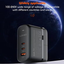 Load image into Gallery viewer, LDNIO Q366 65W USB + Dual Type-C Port Charger with 1m USB-C / Type-C to USB-C / Type-C Data Cable, EU Plug, UK Plug, US Plug