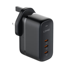Load image into Gallery viewer, LDNIO Q367 65W GaN 3 x USB-C / Type-C Interface Charger with 1m USB-C / Type-C to USB-C / Type-C Data Cable, EU Plug, UK Plug, US Plug