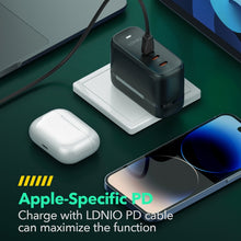 Load image into Gallery viewer, LDNIO Q367 65W GaN 3 x USB-C / Type-C Interface Charger with 1m USB-C / Type-C to USB-C / Type-C Data Cable, EU Plug, UK Plug, US Plug