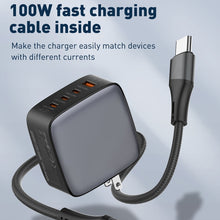 Load image into Gallery viewer, LDNIO Q408 100W GaN USB+3 USB-C / Type-C Interface Charger with 1m 100W USB-C / Type-C to USB-C / Type-C Data Cable, EU Plug, UK Plug, US Plug