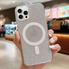 Acrylic Transparent Glitter MagSafe Phone Case, For iPhone 13 Pro, For iPhone 13, For iPhone 12 / 12 Pro, For iPhone 12 Pro Max, For iPhone 11 Pro Max, For iPhone 11, For iPhone 11 Pro, For iPhone XS / X, For iPhone XR