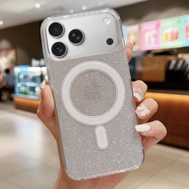 Acrylic Transparent Glitter MagSafe Phone Case, For iPhone 18 Pro / 17 Pro, For iPhone 18 Pro Max / 17 Pro Max, For iPhone 17e / 16e, For iPhone 17, For iPhone Air, For iPhone 16 Pro Max, For iPhone 16 Pro, For iPhone 16 Plus, For iPhone 16