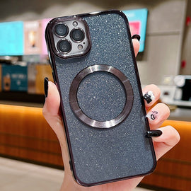 Electroplating Pure Color Glitter Powder MagSafe Phone Case, For iPhone 16 Pro Max, For iPhone 16 Pro, For iPhone 16 Plus, For iPhone 16, For iPhone 15 Pro Max, For iPhone 15 Pro