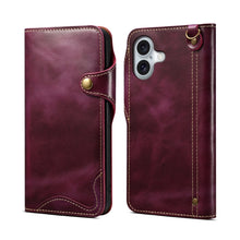 Load image into Gallery viewer, Denior B01 Oil Wax Cowhide Magnetic Button Genuine Leather Case, For iPhone 17e / 16e, For iPhone 16 Pro Max, For iPhone 16 Pro, For iPhone 16 Plus, For iPhone 16