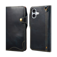 Load image into Gallery viewer, Denior B01 Oil Wax Cowhide Magnetic Button Genuine Leather Case, For iPhone 17e / 16e, For iPhone 16 Pro Max, For iPhone 16 Pro, For iPhone 16 Plus, For iPhone 16