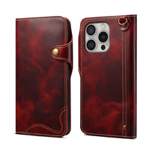 Load image into Gallery viewer, Denior B01 Oil Wax Cowhide Magnetic Button Genuine Leather Case, For iPhone 17e / 16e, For iPhone 16 Pro Max, For iPhone 16 Pro, For iPhone 16 Plus, For iPhone 16