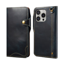 Load image into Gallery viewer, Denior B01 Oil Wax Cowhide Magnetic Button Genuine Leather Case, For iPhone 17e / 16e, For iPhone 16 Pro Max, For iPhone 16 Pro, For iPhone 16 Plus, For iPhone 16