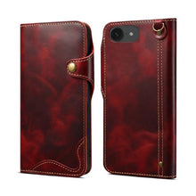 Load image into Gallery viewer, Denior B01 Oil Wax Cowhide Magnetic Button Genuine Leather Case, For iPhone 17e / 16e, For iPhone 16 Pro Max, For iPhone 16 Pro, For iPhone 16 Plus, For iPhone 16