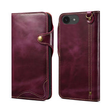 Load image into Gallery viewer, Denior B01 Oil Wax Cowhide Magnetic Button Genuine Leather Case, For iPhone 17e / 16e, For iPhone 16 Pro Max, For iPhone 16 Pro, For iPhone 16 Plus, For iPhone 16