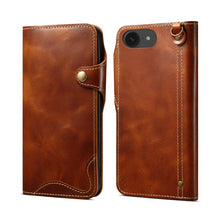 Load image into Gallery viewer, Denior B01 Oil Wax Cowhide Magnetic Button Genuine Leather Case, For iPhone 17e / 16e, For iPhone 16 Pro Max, For iPhone 16 Pro, For iPhone 16 Plus, For iPhone 16