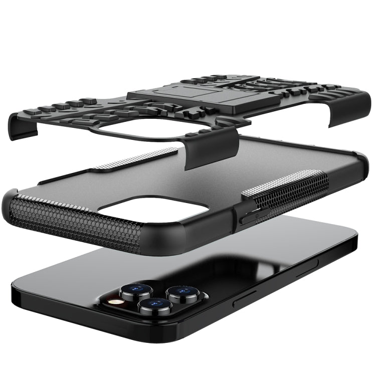 Tire Texture Shockproof TPU + PC Protective Case with Holder, For iPhone 12 mini, For iPhone 12 Pro Max