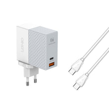 Load image into Gallery viewer, LDNIO A2620C PD3.0 65W USB Power Adapter Travel Charger with Type-C to Type-C Cable, EU Plug, US Plug, UK Plug