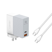 Load image into Gallery viewer, LDNIO A2620C PD3.0 65W USB Power Adapter Travel Charger with Type-C to Type-C Cable, EU Plug, US Plug, UK Plug