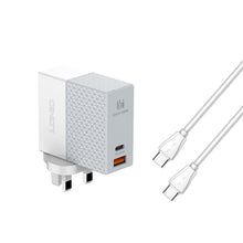 Load image into Gallery viewer, LDNIO A2620C PD3.0 65W USB Power Adapter Travel Charger with Type-C to Type-C Cable, EU Plug, US Plug, UK Plug