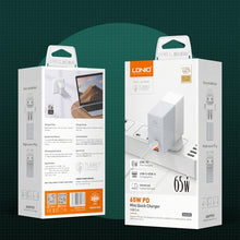 Load image into Gallery viewer, LDNIO A2620C PD3.0 65W USB Power Adapter Travel Charger with Type-C to Type-C Cable, EU Plug, US Plug, UK Plug