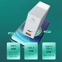 Load image into Gallery viewer, LDNIO A2620C PD3.0 65W USB Power Adapter Travel Charger with Type-C to Type-C Cable, EU Plug, US Plug, UK Plug