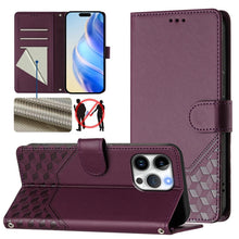 Load image into Gallery viewer, Honeycomb Embossing RFID Leather Phone Case, For iPhone 17e / 16e, For iPhone 17 Pro Max, For iPhone 17 Pro, For iPhone 17, For iPhone Air, For iPhone 16 Pro Max, For iPhone 16 Pro, For iPhone 16 Plus