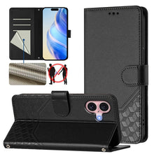 Load image into Gallery viewer, Honeycomb Embossing RFID Leather Phone Case, For iPhone 17e / 16e, For iPhone 17 Pro Max, For iPhone 17 Pro, For iPhone 17, For iPhone Air, For iPhone 16 Pro Max, For iPhone 16 Pro, For iPhone 16 Plus