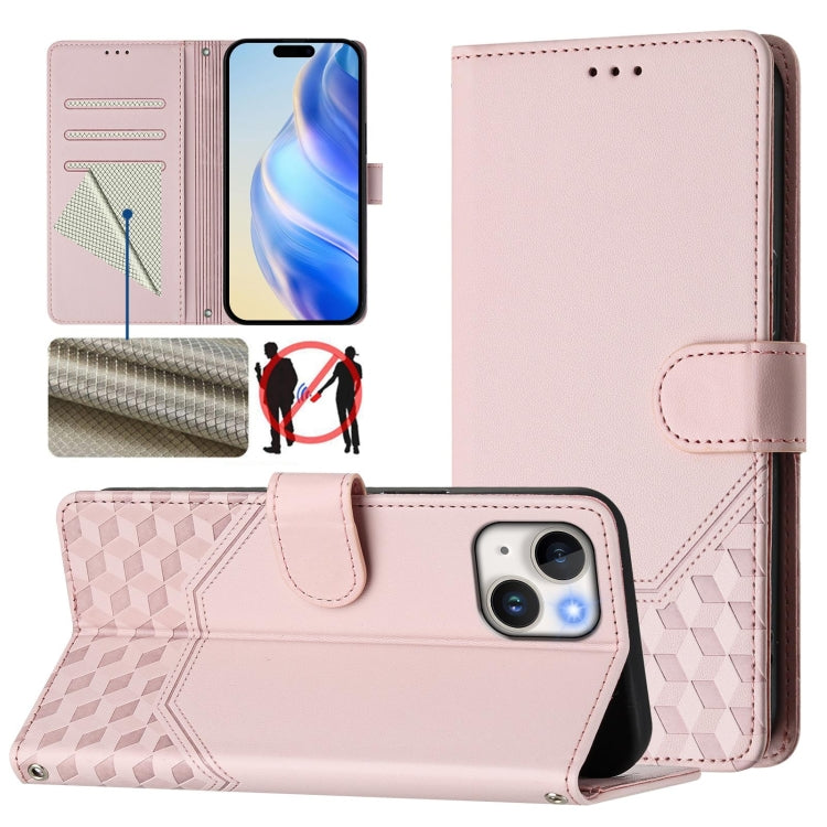 Honeycomb Embossing RFID Leather Phone Case, For iPhone 16, For iPhone 15 Pro Max, For iPhone 15 Pro, For iPhone 15 Plus, For iPhone 15, For iPhone 14 Plus, For iPhone 14 / 13, For iPhone 14 Pro