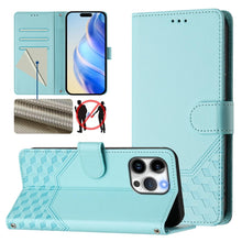 Load image into Gallery viewer, Honeycomb Embossing RFID Leather Phone Case, For iPhone 14 Pro Max, For iPhone SE 2022 / 2020 / 8 / 7, For iPhone 13 Pro Max, For iPhone 13 Pro, For iPhone 13 mini, For iPhone 12 / 12 Pro, For iPhone 12 Pro Max, For iPhone 12 mini