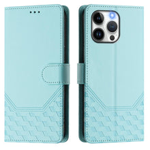 Load image into Gallery viewer, Honeycomb Embossing RFID Leather Phone Case, For iPhone 14 Pro Max, For iPhone SE 2022 / 2020 / 8 / 7, For iPhone 13 Pro Max, For iPhone 13 Pro, For iPhone 13 mini, For iPhone 12 / 12 Pro, For iPhone 12 Pro Max, For iPhone 12 mini