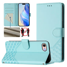 Load image into Gallery viewer, Honeycomb Embossing RFID Leather Phone Case, For iPhone 14 Pro Max, For iPhone SE 2022 / 2020 / 8 / 7, For iPhone 13 Pro Max, For iPhone 13 Pro, For iPhone 13 mini, For iPhone 12 / 12 Pro, For iPhone 12 Pro Max, For iPhone 12 mini