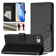 Load image into Gallery viewer, Honeycomb Embossing RFID Leather Phone Case, For iPhone 14 Pro Max, For iPhone SE 2022 / 2020 / 8 / 7, For iPhone 13 Pro Max, For iPhone 13 Pro, For iPhone 13 mini, For iPhone 12 / 12 Pro, For iPhone 12 Pro Max, For iPhone 12 mini